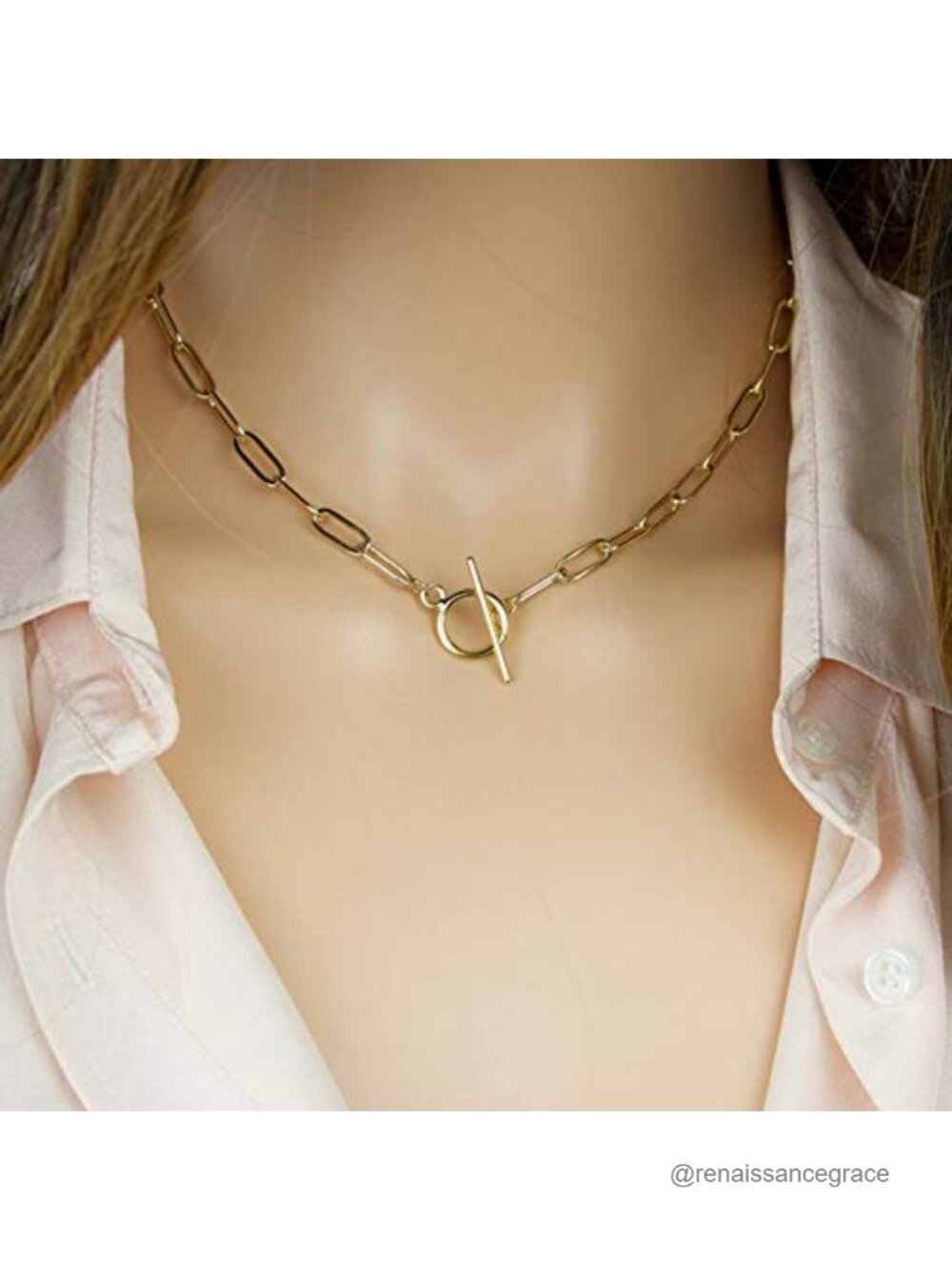 14K-Gold-Plated Layered Paperclip Chain Necklace with Evil Eye Medallion Coin